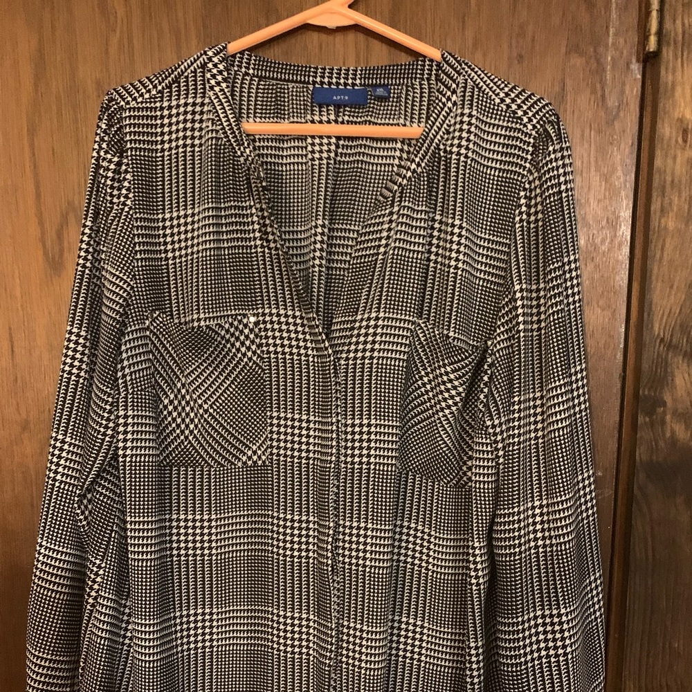 Apt 9 - Black & White Tunic Blouse (Size XXL)